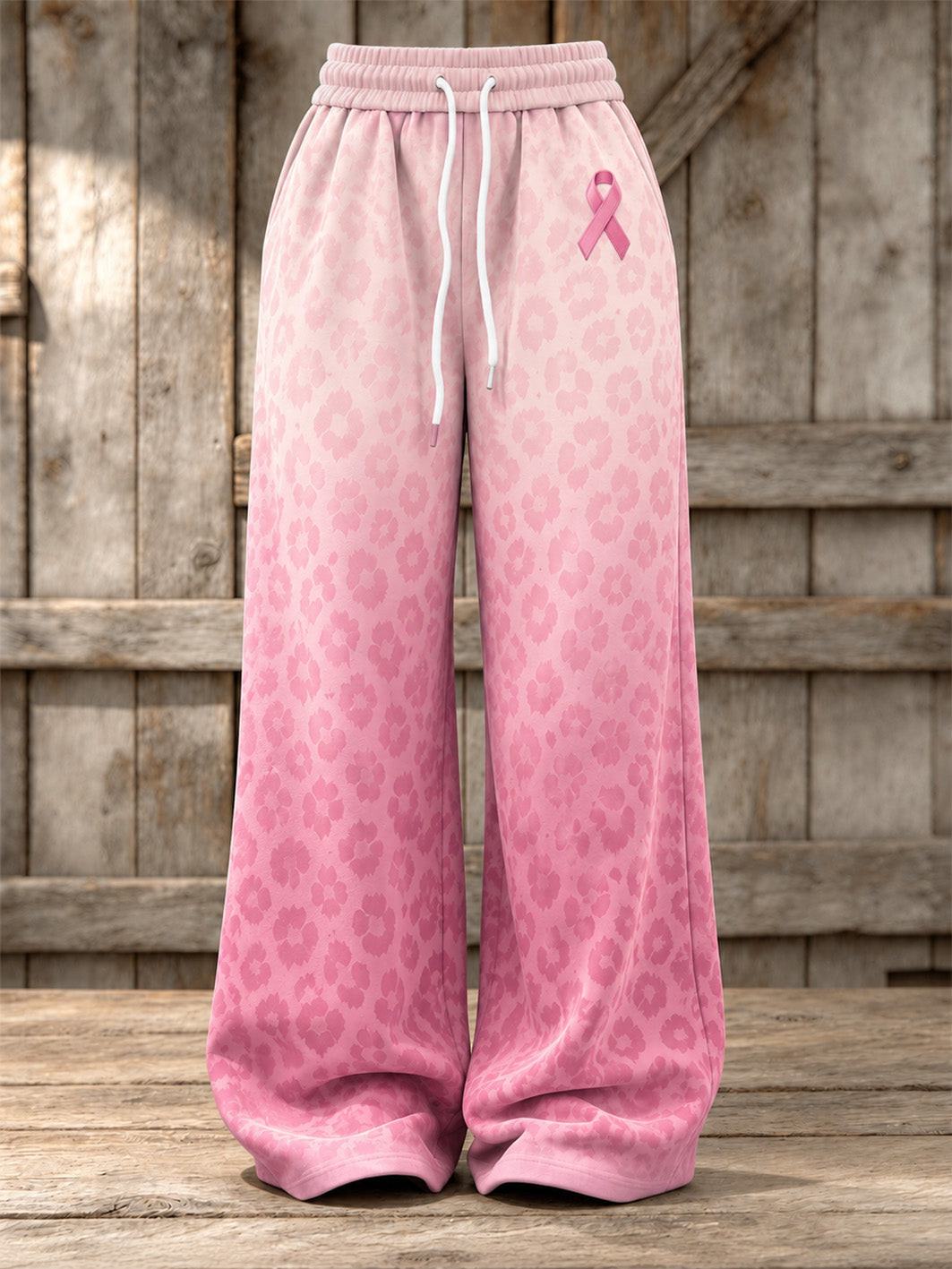 Kvinders Pink Charity Bånd Mønster Leopard Print Design Casual sweatpants