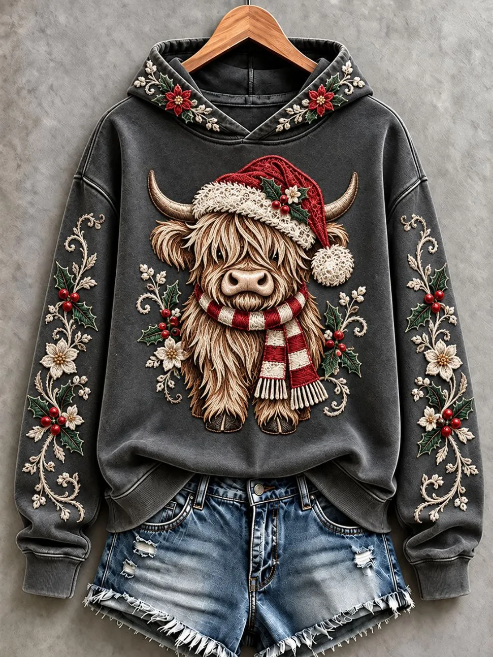 Kvinders søde Highland Cow Art Hoodies