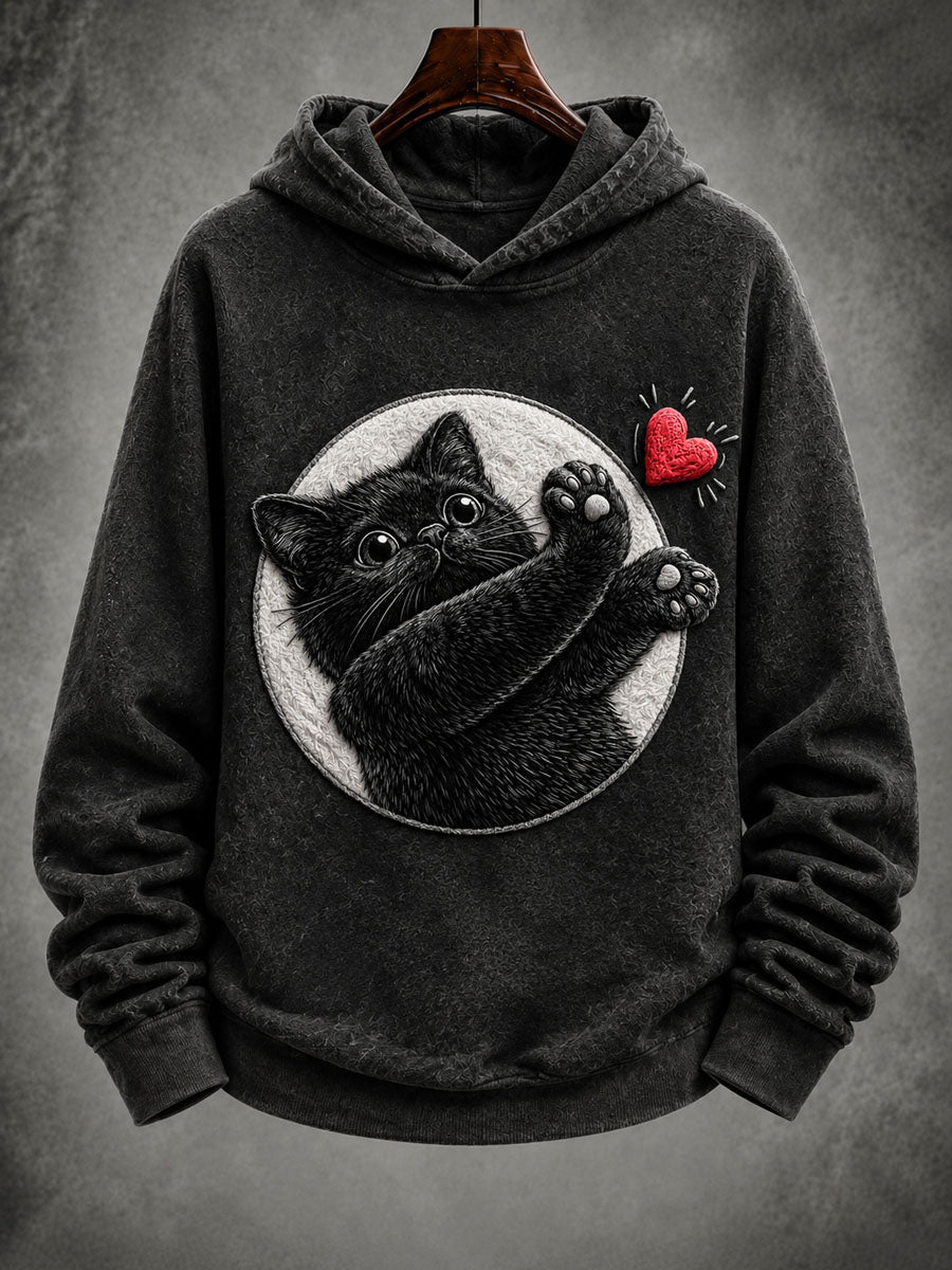 Sjov hjertesystet katte Print Casual Sweatshirt