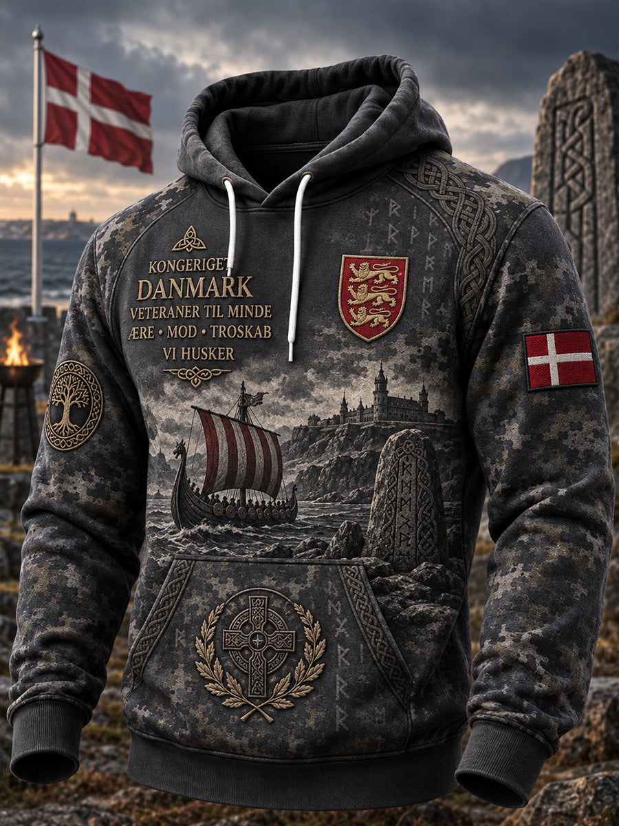 Mænds vikinge-tema grafisk udskrift Hættere