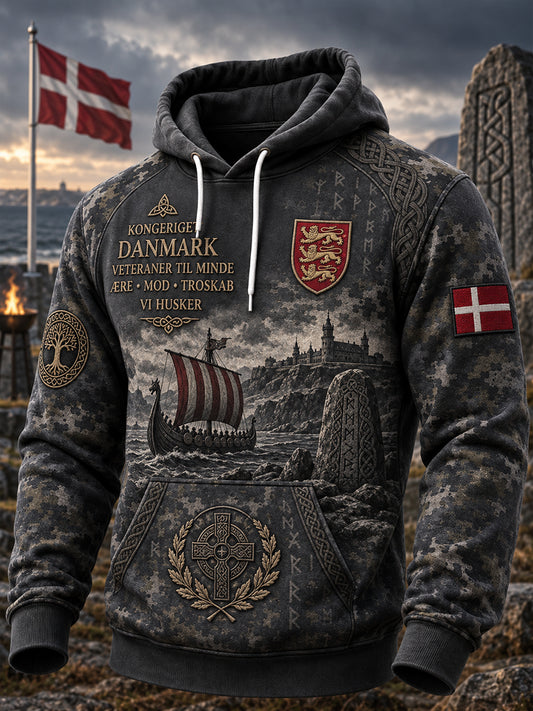 Mænds vikinge-tema grafisk udskrift Hættere