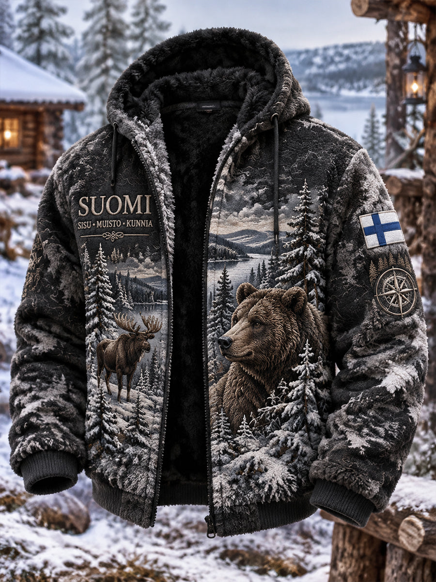 Miesten metsästys kauden teeman tulostus Flannel huppujakkit