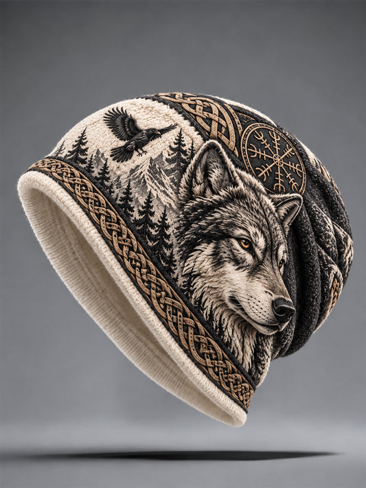 Vikingkunst Vintage efterårs- og vinterlue – varm og kold strikket hat