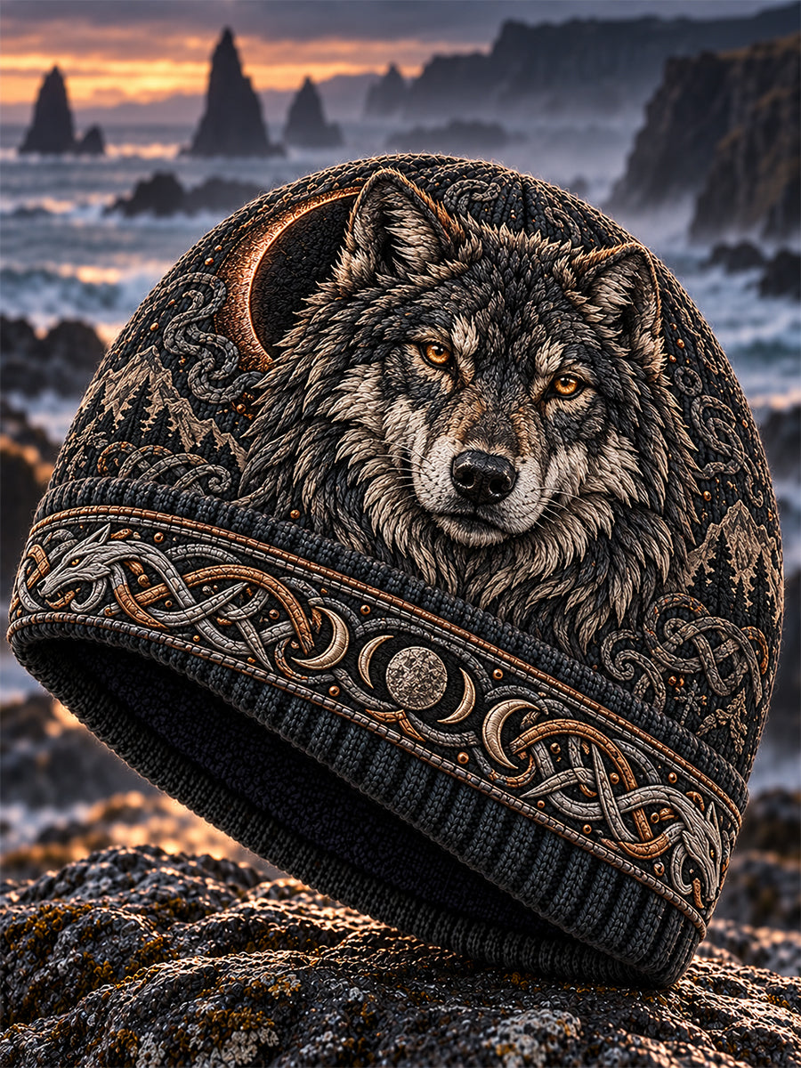 Unisex Retro Nordic Viking Dyr Print Fleece Cape