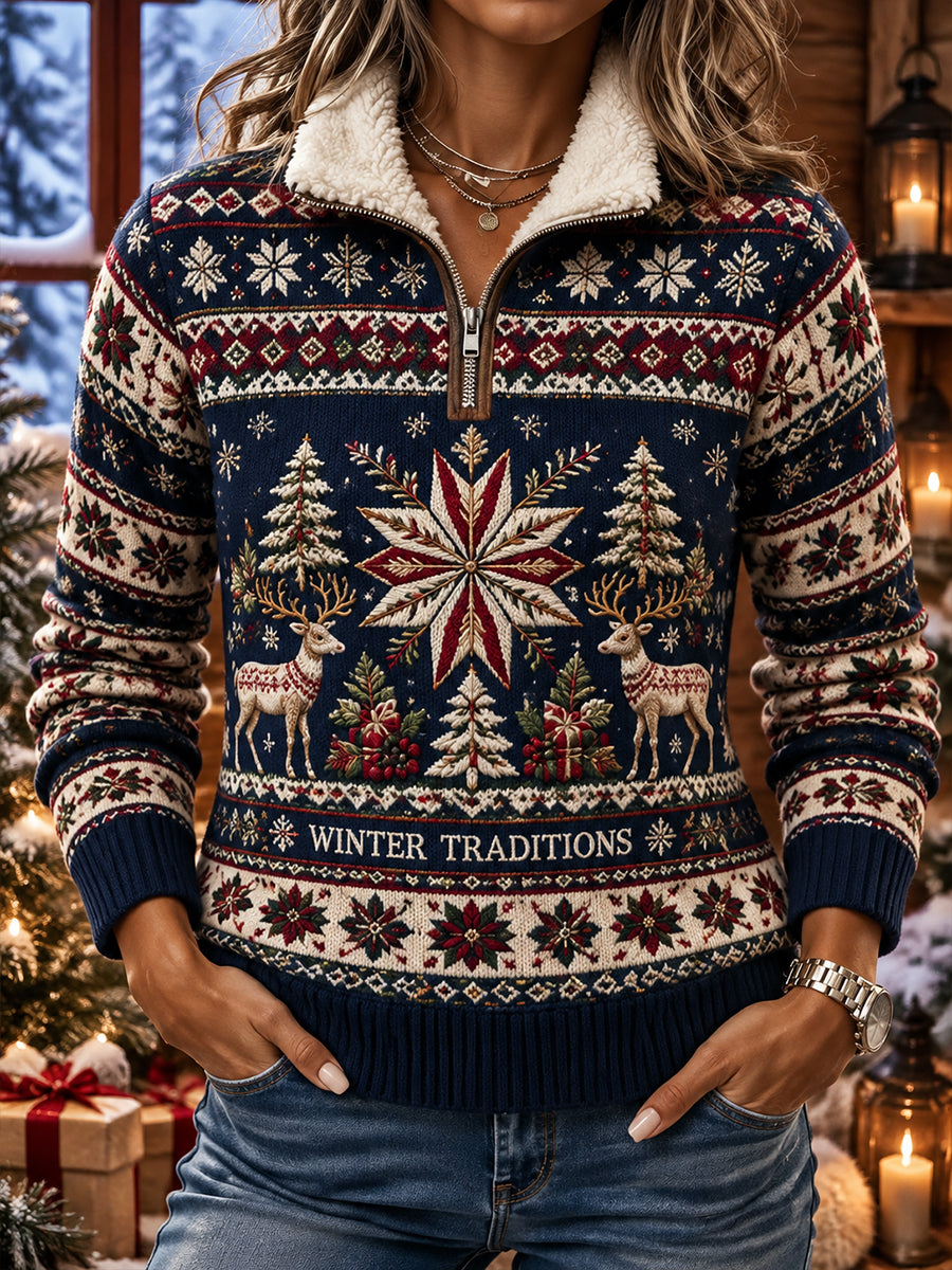 Kvinders jule-tema Print High-Hack Sweatshirt