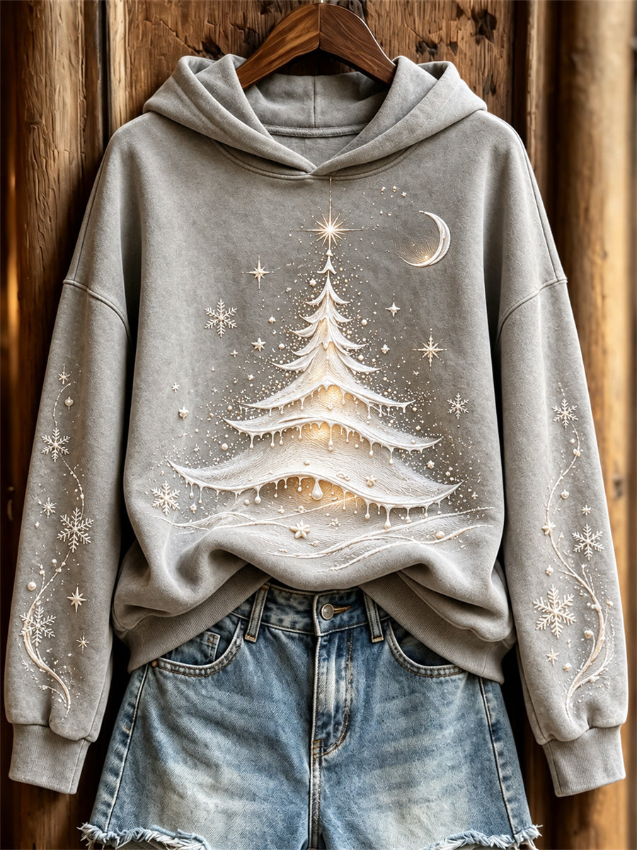 Kvinders klasse Glitter juletræ kunst udskrive Hoodie