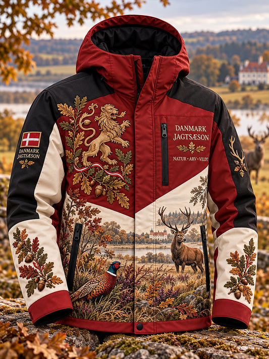 Herrejakke med grafisk kommemorativt design til jagtsæsonen