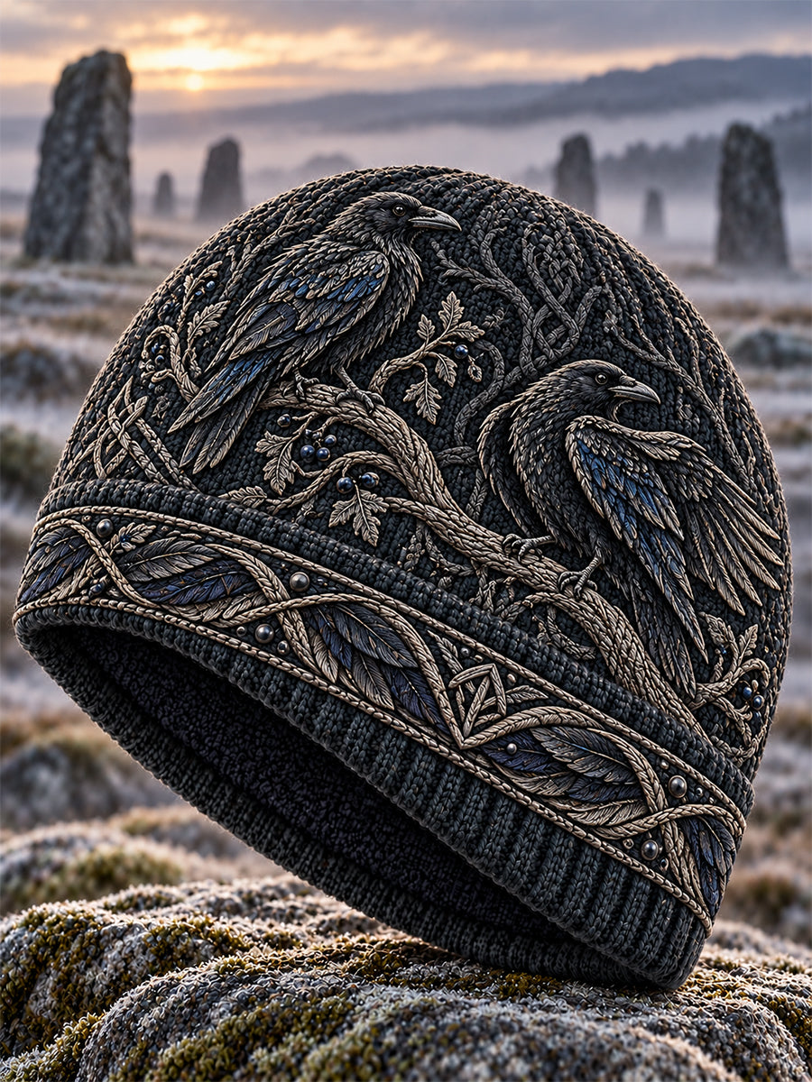 Unisex retro nordisk vikingestil fleecehue med print