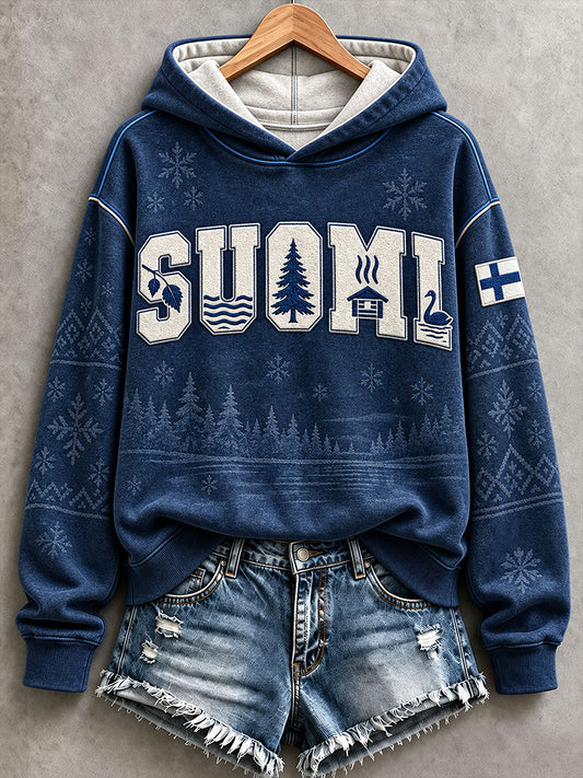 Naisten Suomi-inspiraation hoodie