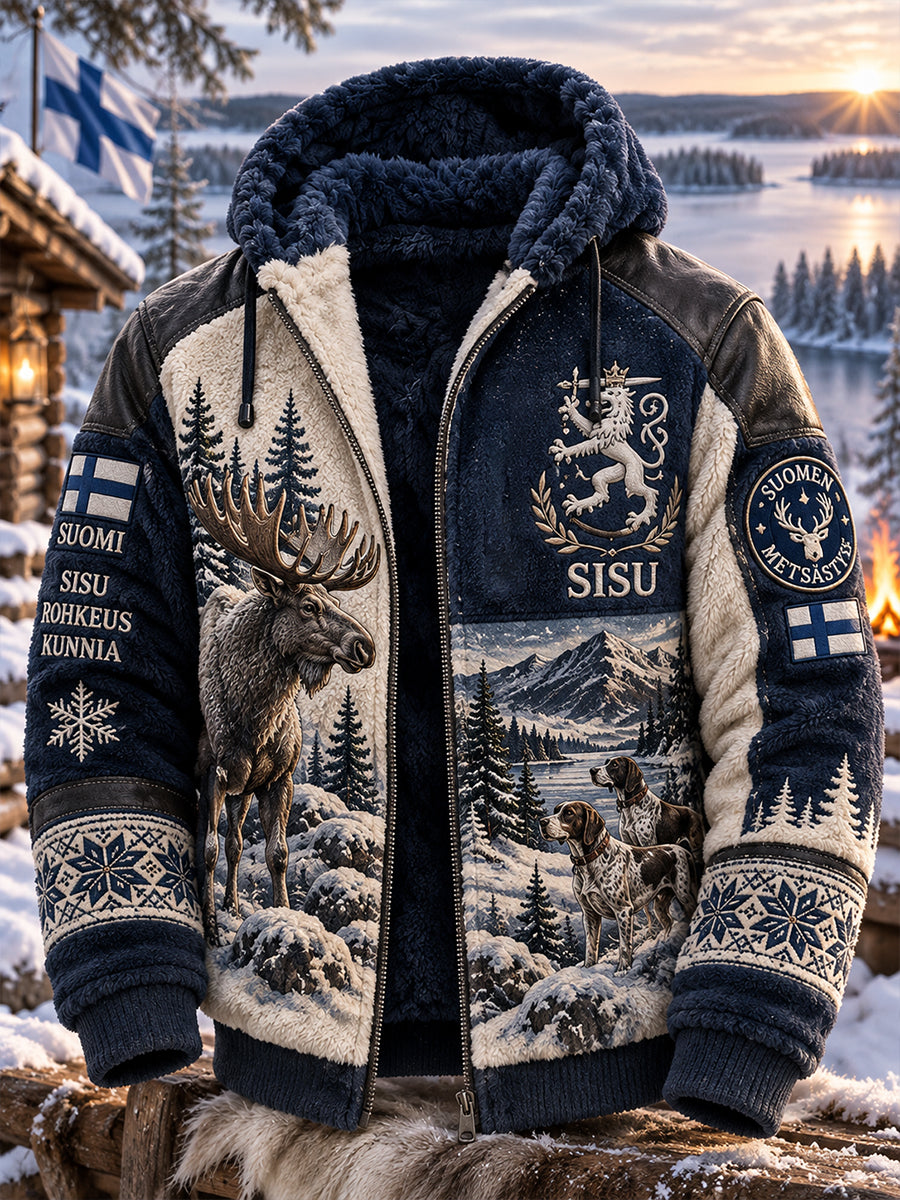 Miesten Veteran metsästys kauden graafinen tulosta Mock-kaula Sweatshirt