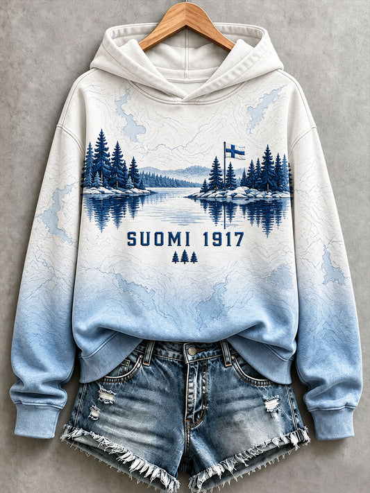 Naisten Suomi-inspiraation hoodie
