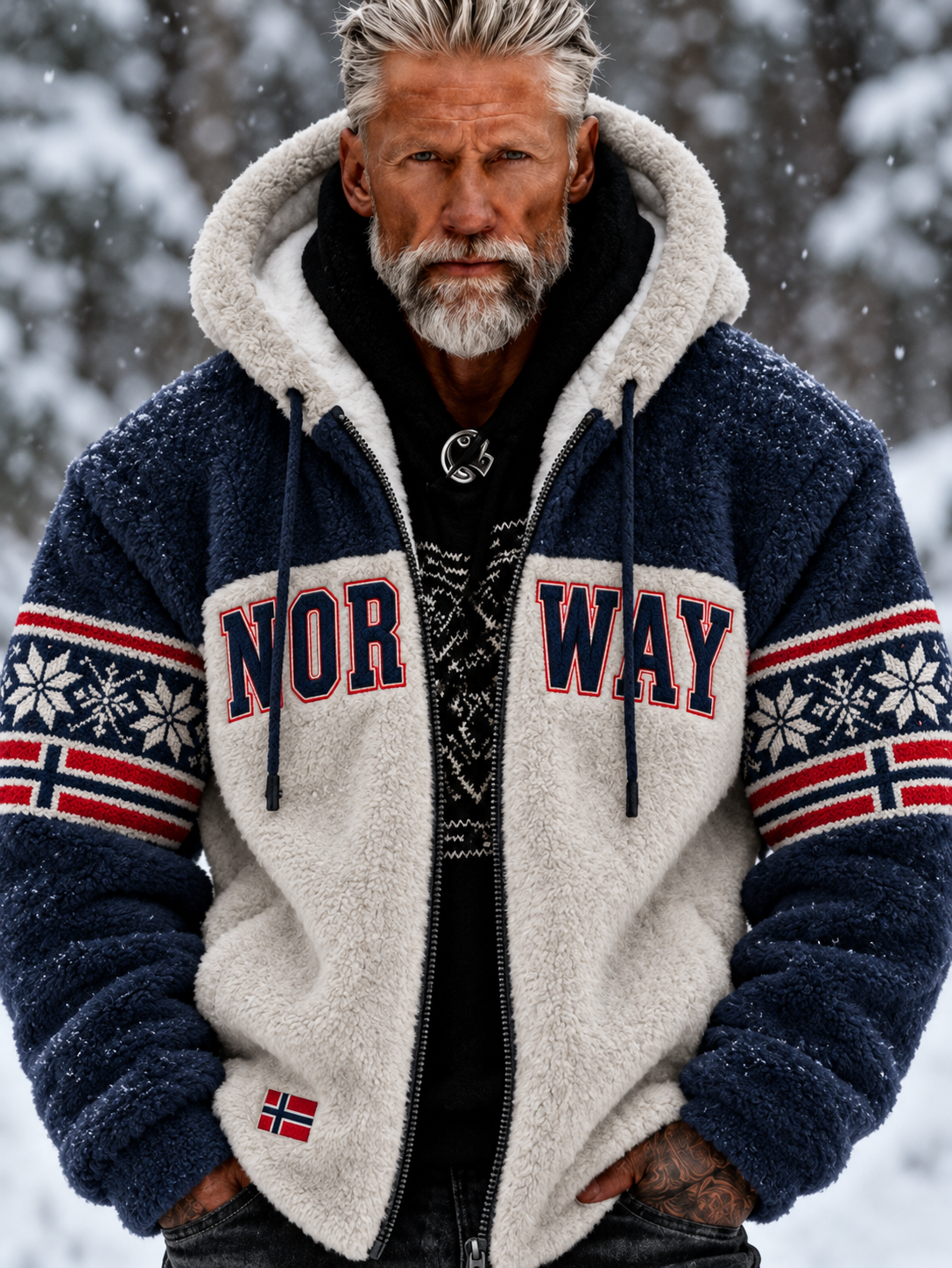 Menns Nordic Norge Fair Isle-stil geometrisk snøfnflannke