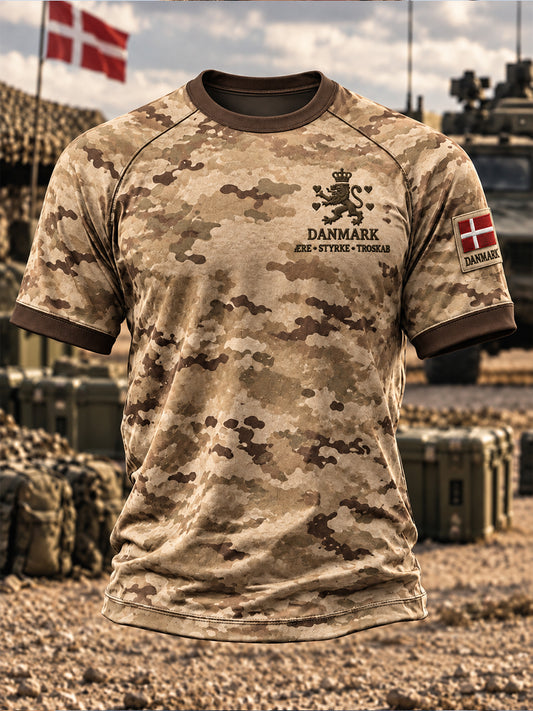 Mænds Veteran-tema camouflage grafisk kortærme Raglan T-shirt