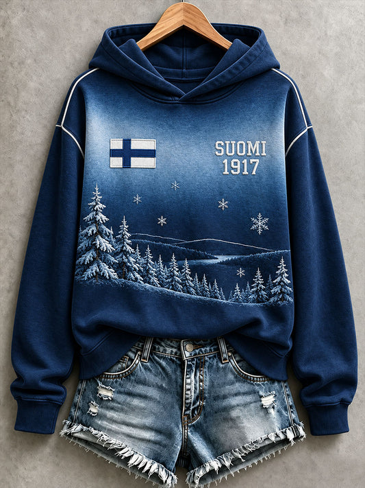 Naisten Suomi-inspiraation hoodie