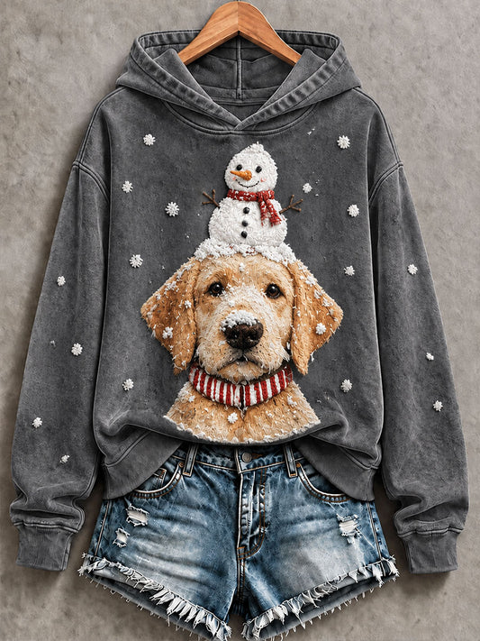 Kvinders labrador og snemand Print Casual Sweatshirt