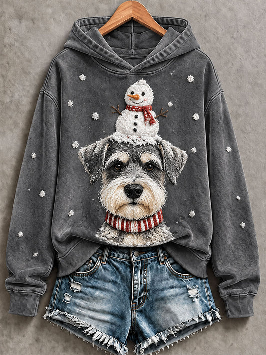 Kvinders Schnauzer og Snemand Print Casual Sweatshirt